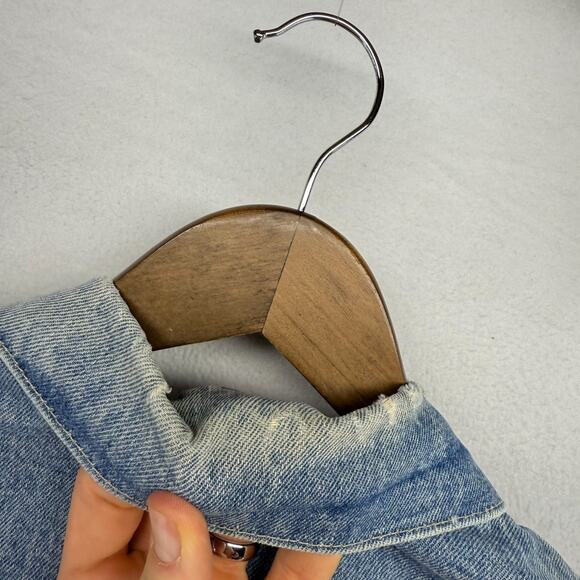 Vintage Levis Denim Jacket Men's Large Made In USA 80s Brown Tab Cut Vest Faded - Picture 11 of 12